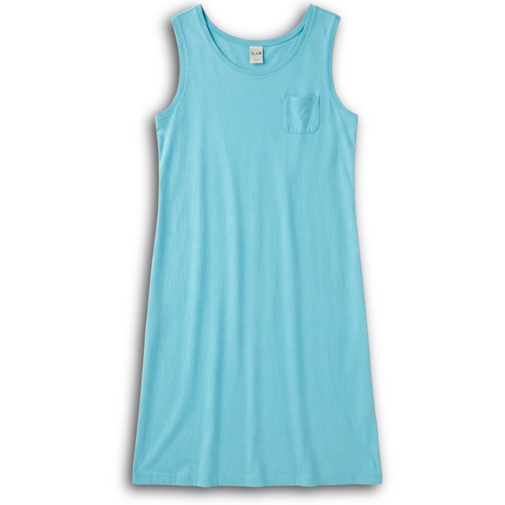Blair Womens Blue Sleeveless Knit Pocket Tank Dress Size Large Casual Lounger